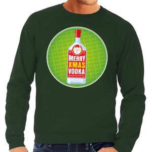Foute kersttrui / sweater Merry Chrismas Vodka groen voor heren - Kersttrui voor wodka liefhebber
