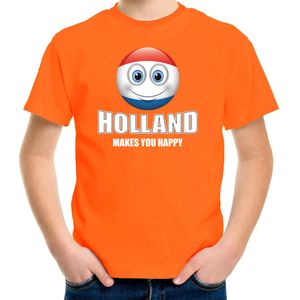 Holland makes you happy oranje t-shirt Nederland met emoticon - kinderen - EK / WK / Olympische spelen shirt / kleding