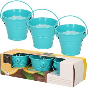 Decoris Citronella Kaarsen - In Zink Potje - set 9x - Blauw - 5 Branduren