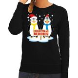 Foute kersttrui / sweater pinguin vriendjes zwart voor dames - Kersttruien