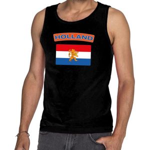 Zwart Nederlandse vlag Holland singlet/ mouwloos shirt heren -  Koningsdag/voetbal kleding