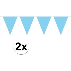 2x Mini vlaggenlijn / slinger -  baby blauw -  300 cm