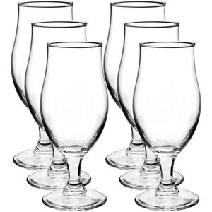 6x Speciaal bierglazen/tulpglazen transparant 375 ml Executive - Bierglas