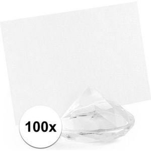 100x Kaarthouders standaards transparante diamanten 4 cm - Plaatsnaamhouders tafelschikking - Bruiloft/huwelijk versiering