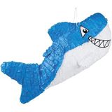 Funny Fashion - Verjaardag Pinata blauwe haai van 60 x 27 cm set met stok en masker