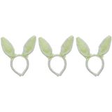 3x Wit/groene Paashaas oren verkleed diademen voor kids/volwassenen - Pasen/Paasviering - Verkleedaccessoires - Feestartikelen
