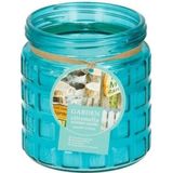 Citronella kaars in glazen pot 12 cm blauw