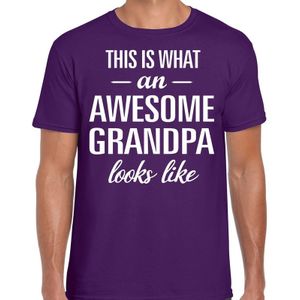 Awesome Grandpa - geweldige opa cadeau vaderdag t-shirt paars heren - Vaderdag cadeau