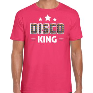 Bellatio Decorations disco verkleed t-shirt heren - jaren 80 feest outfit - disco king - roze