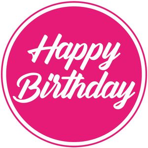 80x stuks bierviltjes/onderzetters Happy Birthday fuchsia roze 10 cm - Verjaardag versieringen
