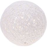 Set van 2x stuks verlichte decoratie bollen wit glitter 20 cm met 20 warm witte lampjes - Verlichte figuren/kerstverlichting