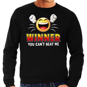 Funny emoticon sweater Winner you cant beat mezwart voor heren -  Fun / cadeau trui