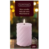 Lumineo Luxe LED kaarsen/stompkaarsen - 2x- lila paars - D7,5 x H12,3 cm - timer