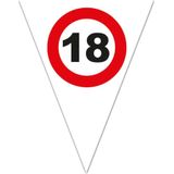 4x stuks leeftijd verjaardag vlaggenlijn met 18 jaar stopbord opdruk 5 meter - Plastic - 10-vlaggetjes per slinger - Feestartikelen/versiering