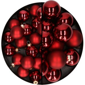 Othmar Decorations kerstballen - 66x st - rood - glas - mix 4 en 6 cm - mat/glans