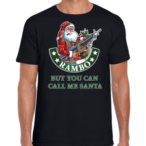 Fout Kerstshirt / Kerst t-shirt Rambo but you can call me Santa zwart voor heren - Kerstkleding / Christmas outfit