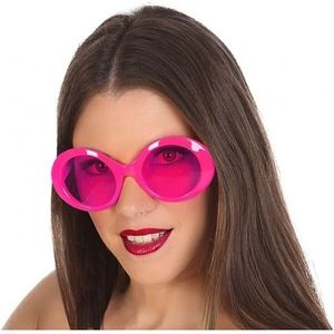 2x stuks fuchsia ronde verkleed zonnebril - Carnaval brillen