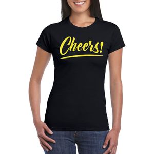 Bellatio Decorations Verkleed T-shirt voor dames - cheers - zwart - geel glitter - carnaval