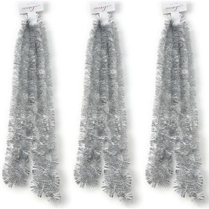 3x Kerstslingers zilver ca. 5 x 270cm - Guirlandes folie lametta - Zilveren kerstboom versieringen