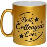 Best colleague ever koffiemok / theebeker - 330 ml - goudkleurig - carriere switch / VUT / pensioen - bedankt cadeau collega / teamgenoot