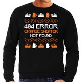 Bellatio Decorations Koningsdag sweater heren - 404 error not found - zwart - oranje feestkleding