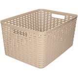 Plasticforte Opbergmand - Kastmand - rotan kunststof - taupe - 18 Liter - 29 x 39 x 20 cm