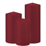 Trend Candles - Cilinder Stompkaarsen set 6x stuks bordeaux rood 12-15-20 cm