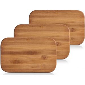 3x Rechthoekige bamboe houten snijplanken 22 cm - Zeller - Keukenbenodigdheden - Kookbenodigdheden - Snijplanken/serveerplanken - Houten serveerborden - Snijplanken van hout