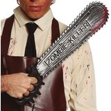 Horror zaag met bloed - groot - 50 cm - kunststof - zombie killer - Halloween thema