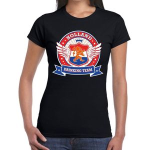 Holland drinking team t-shirt / t-shirt zwart dames - Koningsdag / supporters kleding
