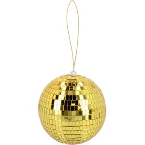 Boland Disco spiegel bal - rond - goud - Dia 15 cm - Seventies/Eighties thema versiering - Feestartikelen