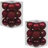 36x Donkerrode kunststof kerstballen 6 cm - Glans/mat/glitter - Onbreekbare plastic kerstballen donkerrood