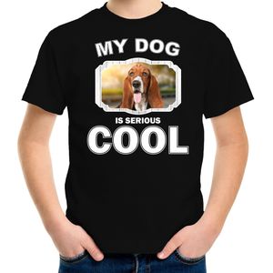 Basset honden t-shirt my dog is serious cool zwart - kinderen - Basset liefhebber cadeau shirt - kinderkleding / kleding