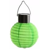 5x stuks ronde solar party lampionnen groen 10 cm - Tuin lantaarns voor buiten