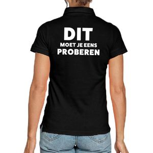 Dit moet je eens proberen beurs/evenementen polo shirt zwart dames - verkoop/horeca