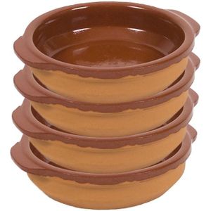4x Tapas schaaltjes bruin/ terracotta - Tapas/creme brulee ovenschaaltjes/serveerschaaltjes