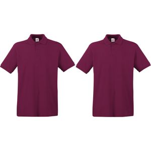 2-Pack maat 3XL grote maat bordeaux rood polo shirt premium van katoen voor heren 3XL - Polo t-shirts voor heren