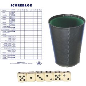 Dobbelspel met Beker - Incl 6x Dobbelstenen en 2x Scoreblok - Speelset