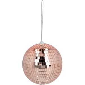 Boland Disco spiegel bal - rond - rose goud - Dia 15 cm - Seventies/eighties thema versiering - Feestartikelen