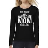 Awesome MOM cadeau t-shirt long sleeve zwart voor dames -  kado shirt voor moeders