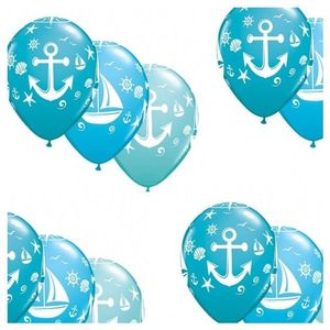 15x stuks Marine/maritiem thema party ballonnen - Feestartikelen en versiering