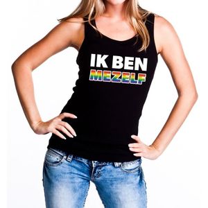 Ik ben mezelf gaypride tanktop -  zwart regenboog singlet voor dames - gaypride