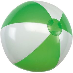 1x Opblaasbare strandbal groen/wit 28 cm speelgoed - Buitenspeelgoed strandballen - Opblaasballen - Waterspeelgoed