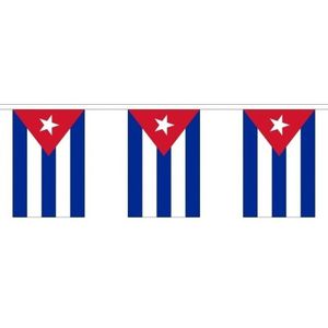 2x Buiten vlaggenlijn Cuba 3 meter - Cubaanse vlag - Supporter feestartikelen - Landen decoratie en versieringen