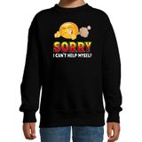 Funny emoticon sweater Sorry I cant help myself zwart voor kids - Fun / cadeau trui
