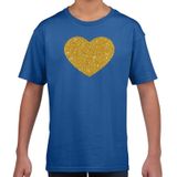 Gouden hart t-shirt blauw kids - kids shirt Gouden hart