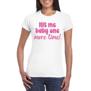Bellatio Decorations Verkleed T-shirt voor dames - Hit me baby - wit - foute party - feestkleding