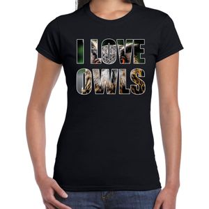 I love owls / uilen t-shirt zwart dames - uilen / dieren  t-shirt / kleding - cadeau t-shirt / uilen shirts