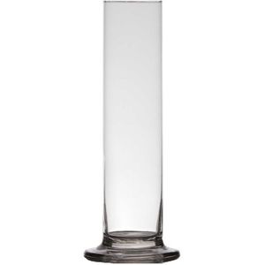Transparante luxe stijlvolle 1 bloem vaas/vazen van glas 30 x 6 cm - Roos met Valentijn vaas voor binnen