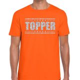 Oranje Topper shirt in zilveren glitter letters heren - Toppers dresscode kleding